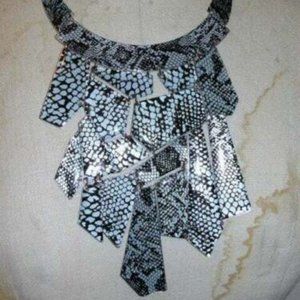 Geometric Metal Snakeskin Bib Necklace